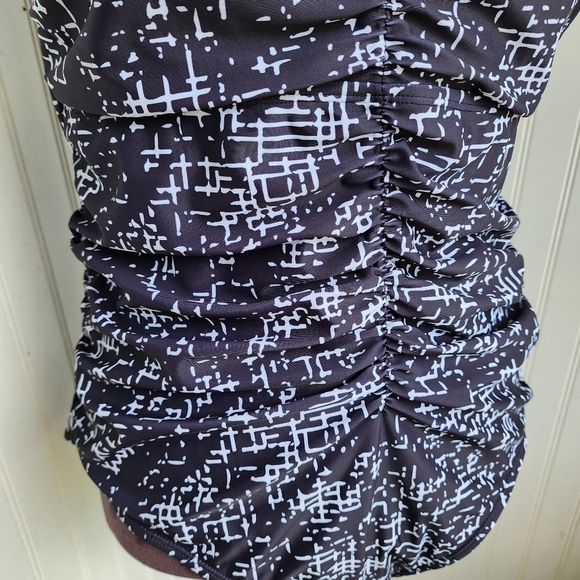 NWT NOON SWIM Women's Ruched Halter 1 Piece Swimming Suit Black White Sz 18 - Picture 14 of 16